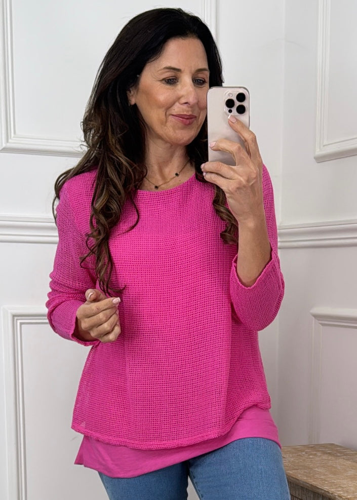Lucia Fuchsia Double Layer Summer Sweater