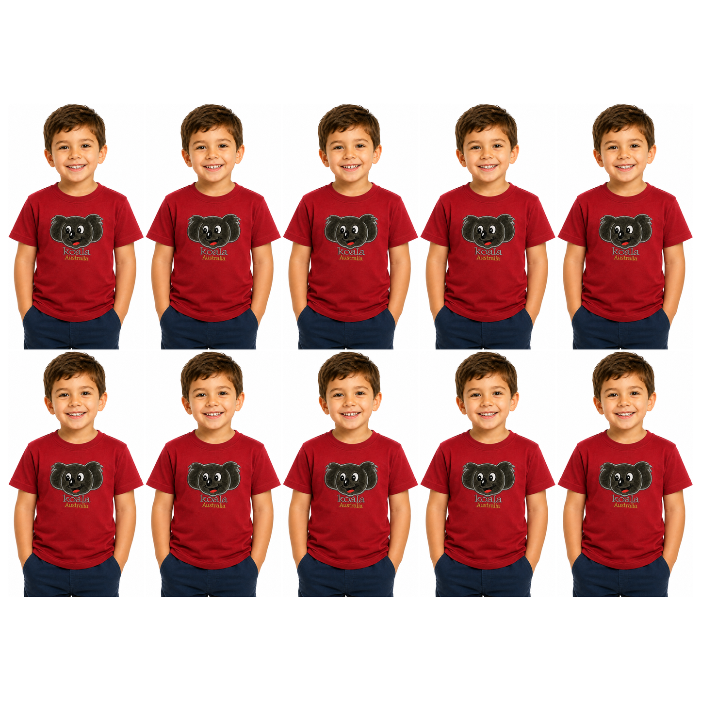 10X Kids Koala Australia T Shirt Bulk Pack Red 100 Cotton Childrens Souvenir Gift Top