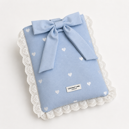 Book Sleeve - Powder Blue Hearts
