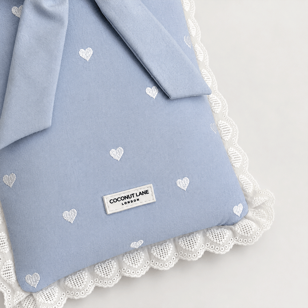 Book Sleeve - Powder Blue Hearts