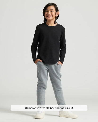 Boys' Classic Long Sleeve Curved Hem Crew Neck 6-Pack