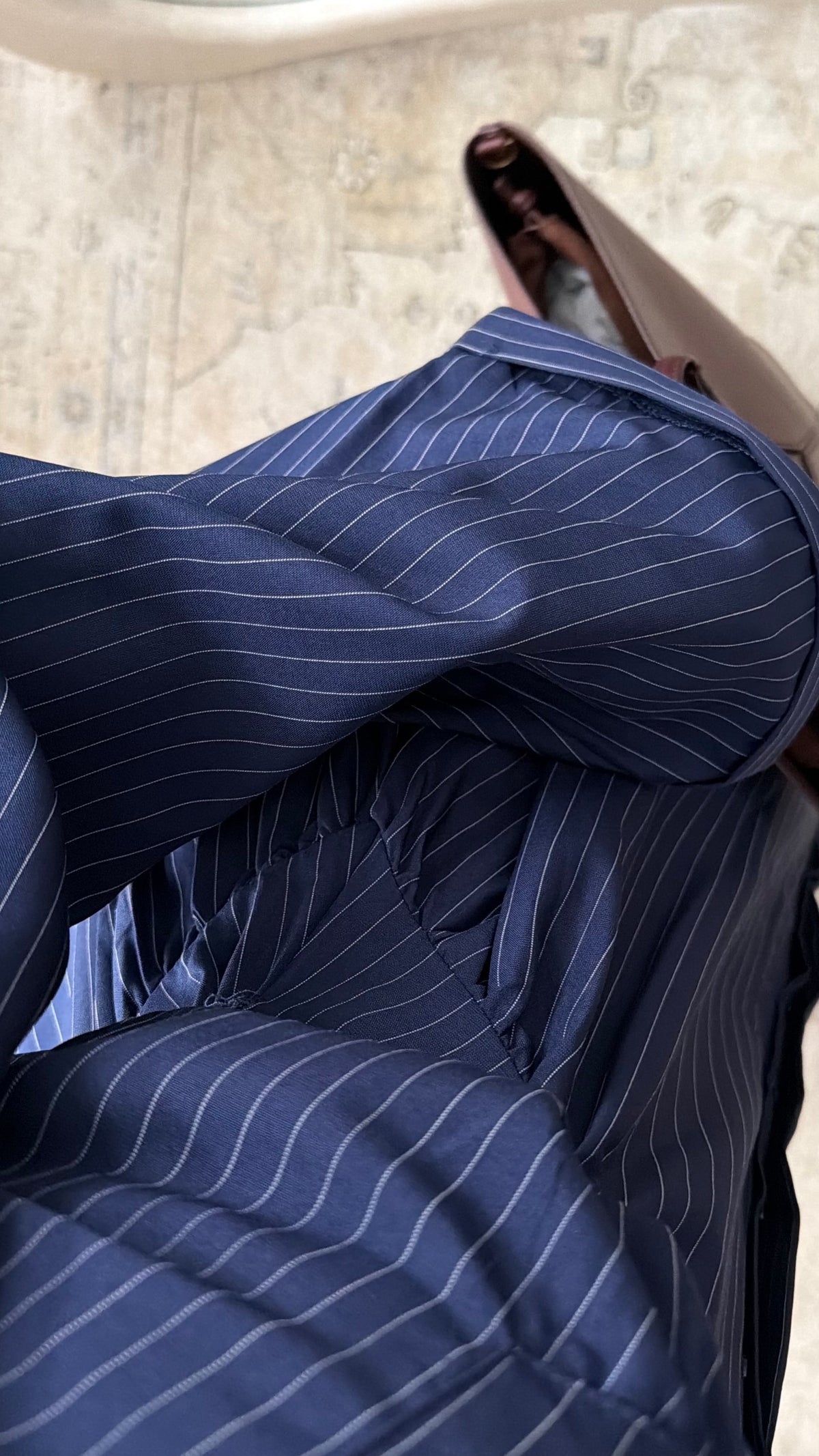 Robe Cintree A Rayures I Bleu Marine