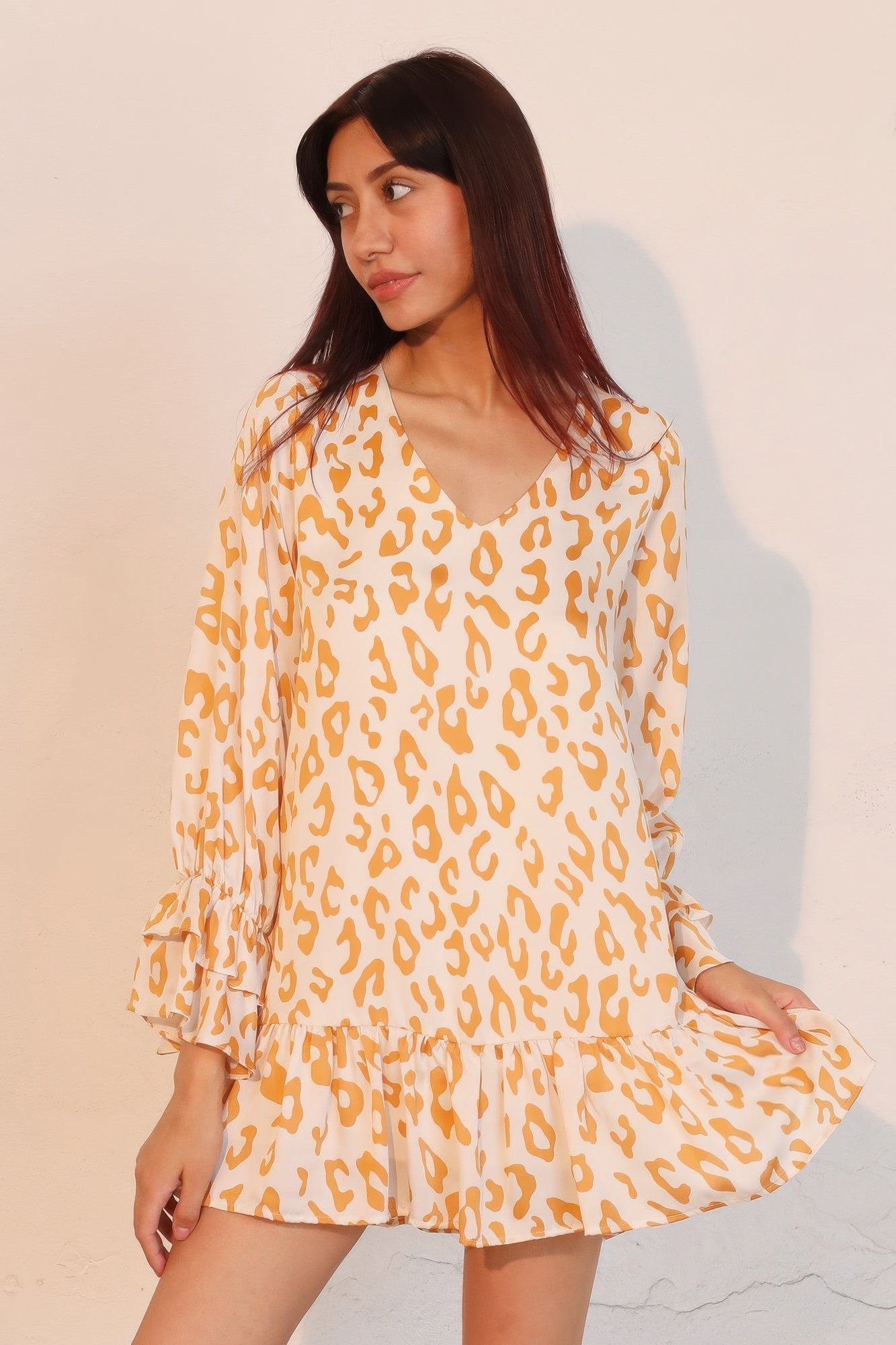 Simple Leopard Ruffle Dress