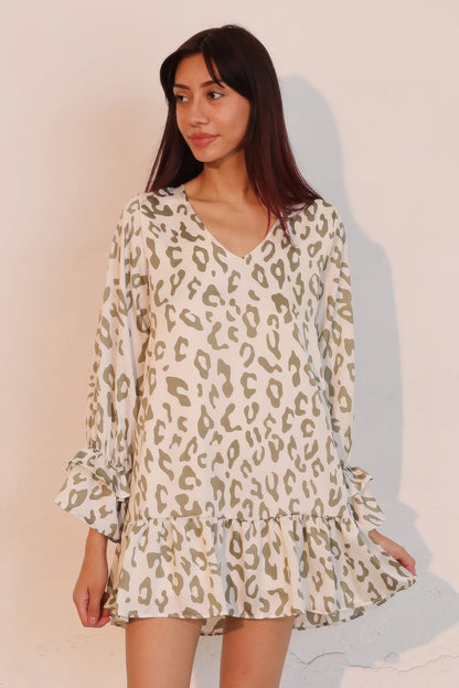 Simple Leopard Ruffle Dress