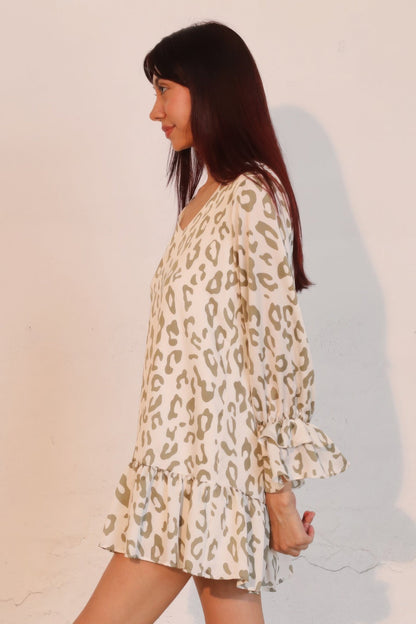 Simple Leopard Ruffle Dress