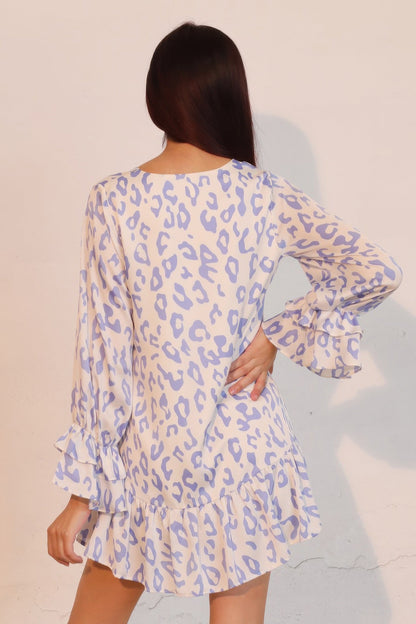 Simple Leopard Ruffle Dress