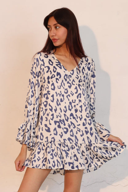 Simple Leopard Ruffle Dress