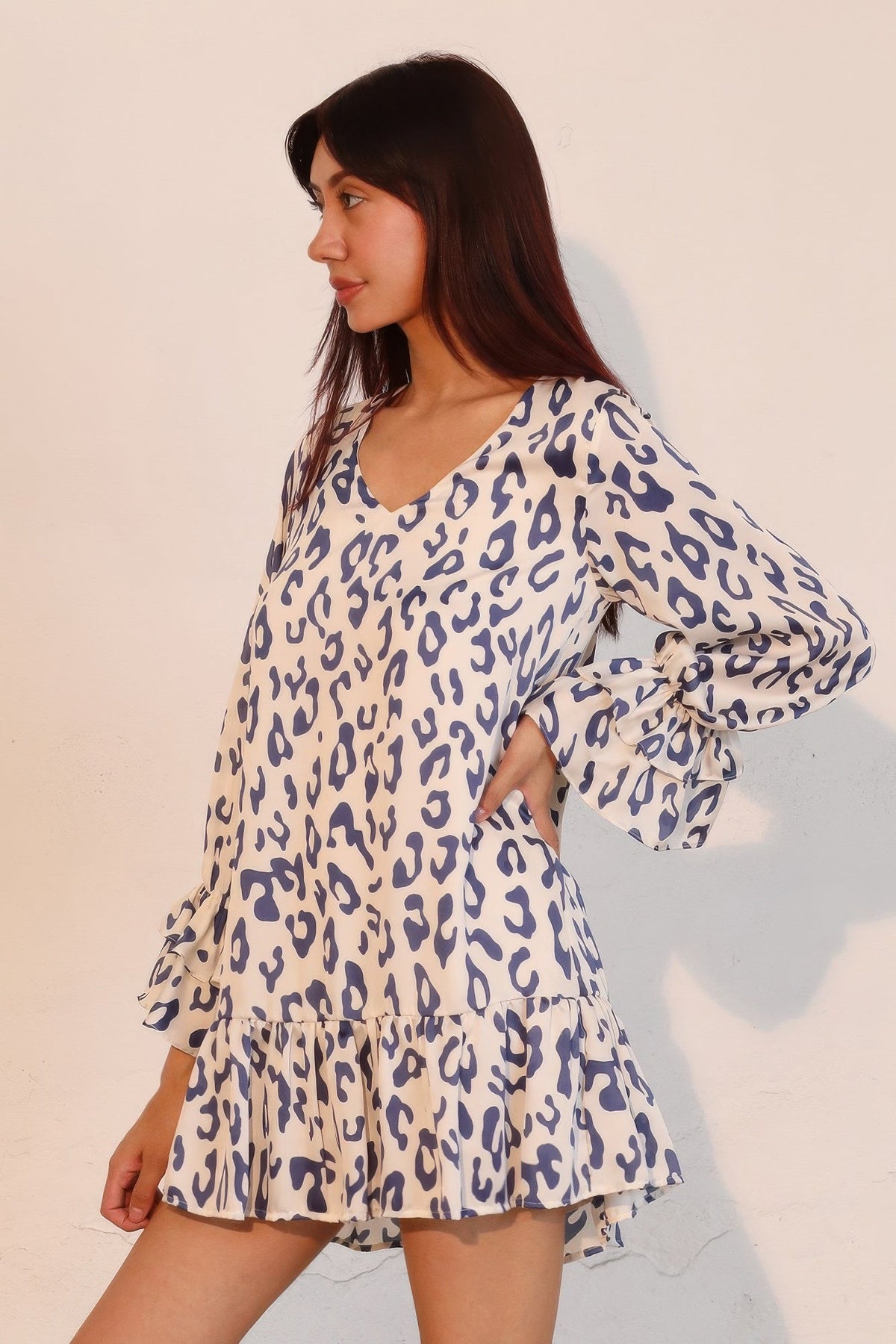Simple Leopard Ruffle Dress
