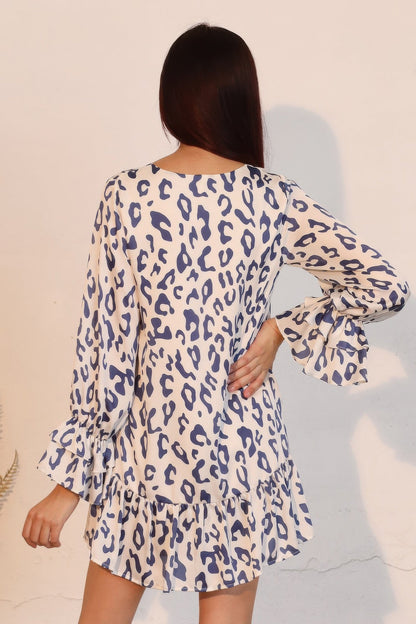 Simple Leopard Ruffle Dress