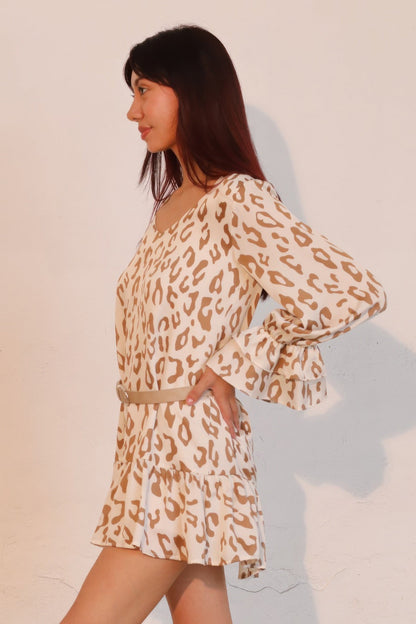 Simple Leopard Ruffle Dress