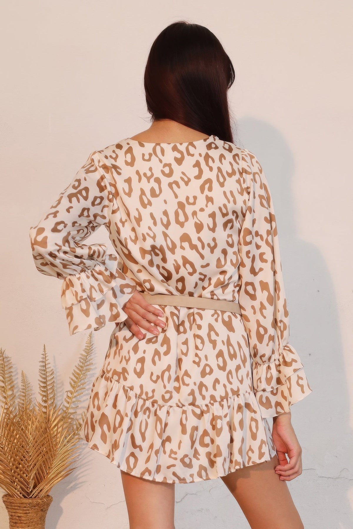 Simple Leopard Ruffle Dress