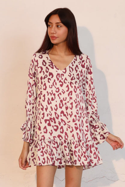 Simple Leopard Ruffle Dress