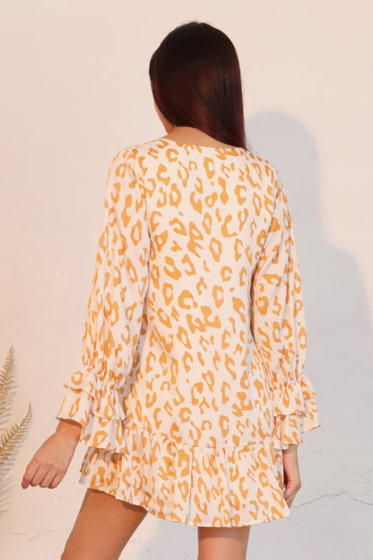 Simple Leopard Ruffle Dress