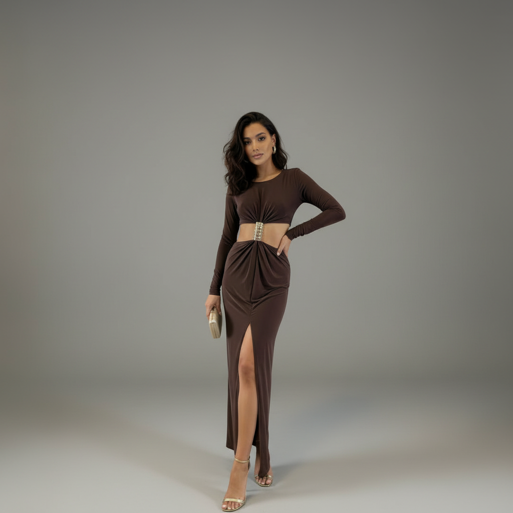 Long Sleeve Mockneck Maxi Dress