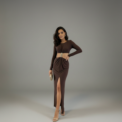 Long Sleeve Mockneck Maxi Dress