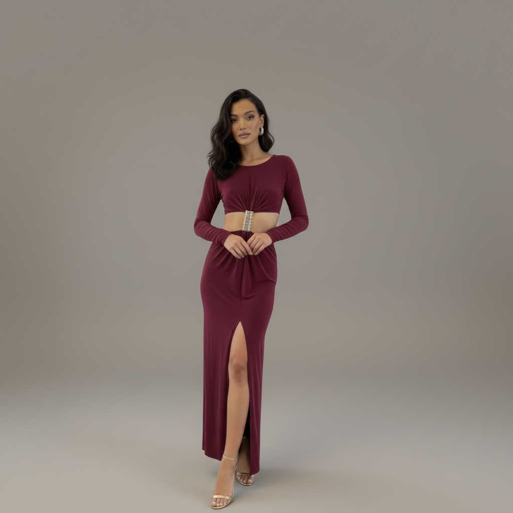 Long Sleeve Mockneck Maxi Dress