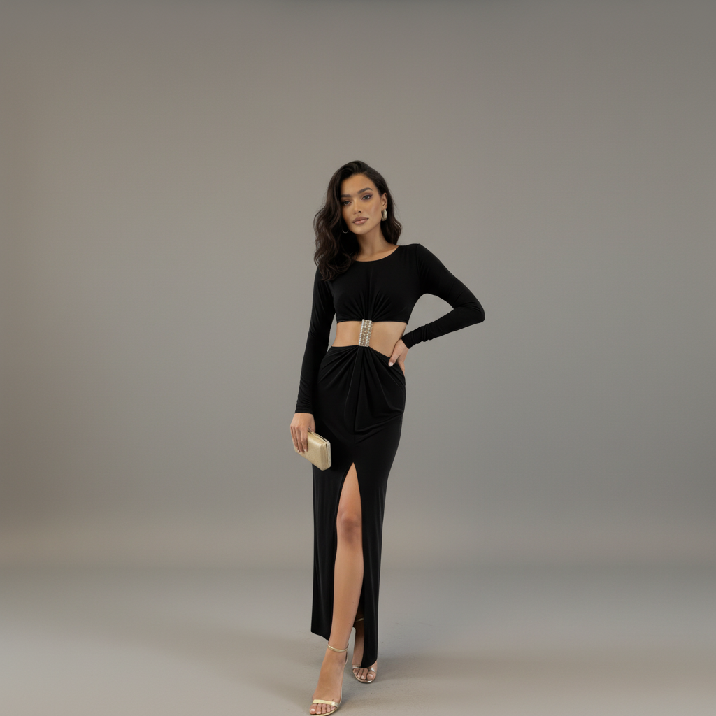 Long Sleeve Mockneck Maxi Dress