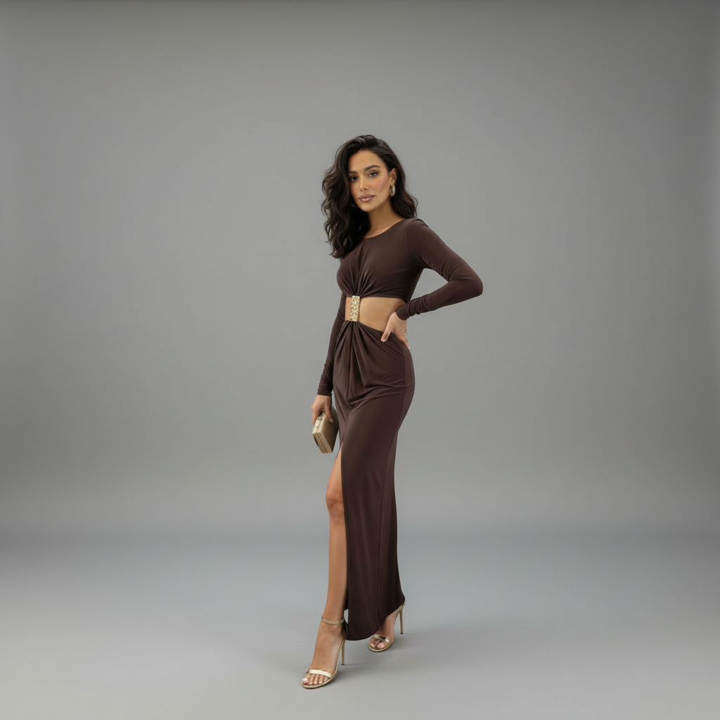 Long Sleeve Mockneck Maxi Dress