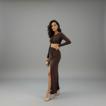 Long Sleeve Mockneck Maxi Dress