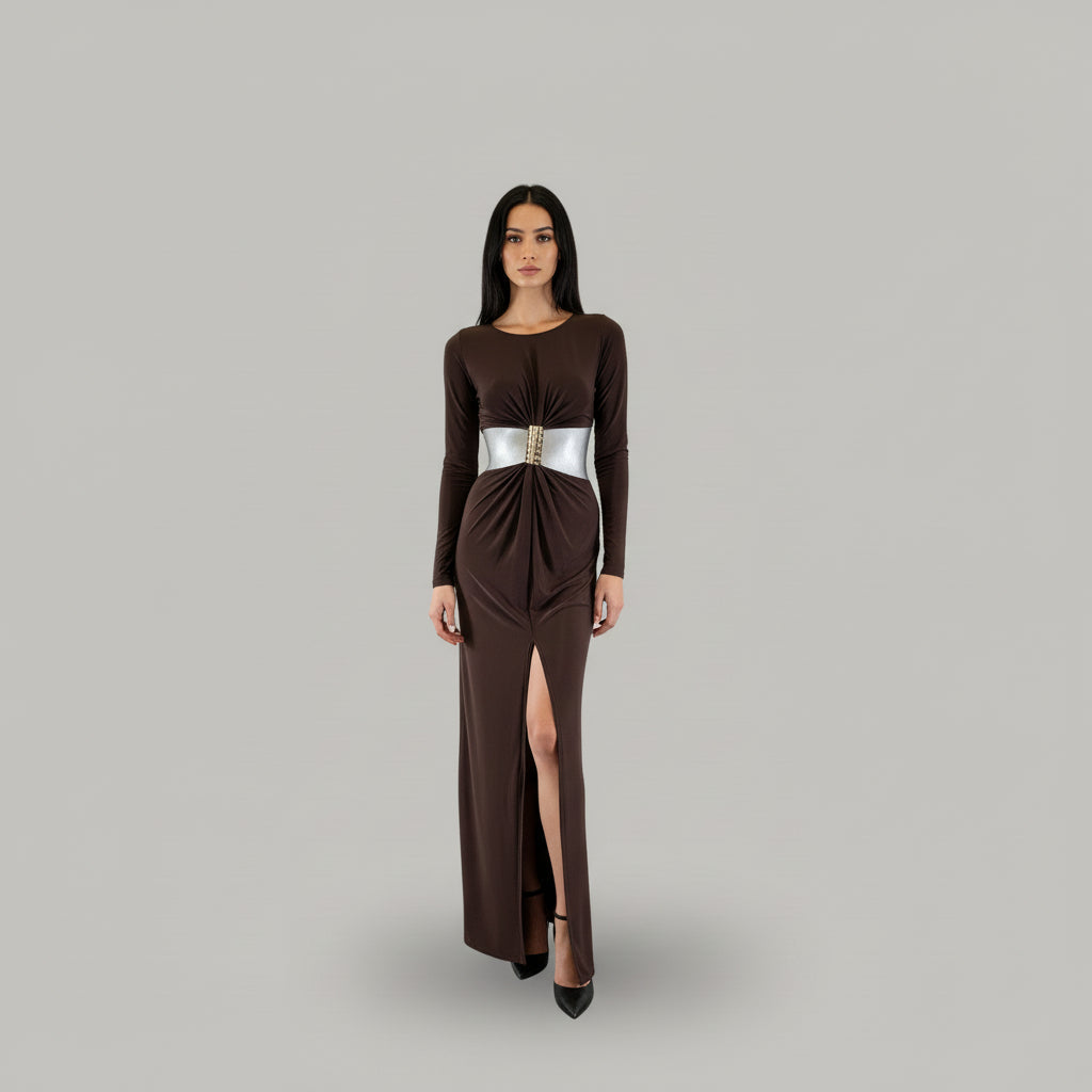 Long Sleeve Mockneck Maxi Dress