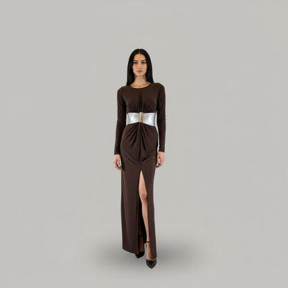 Long Sleeve Mockneck Maxi Dress
