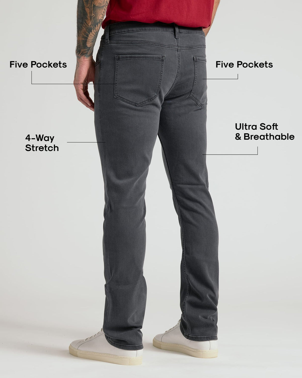 Gray Wash Straight Comfort Stretch Jeans