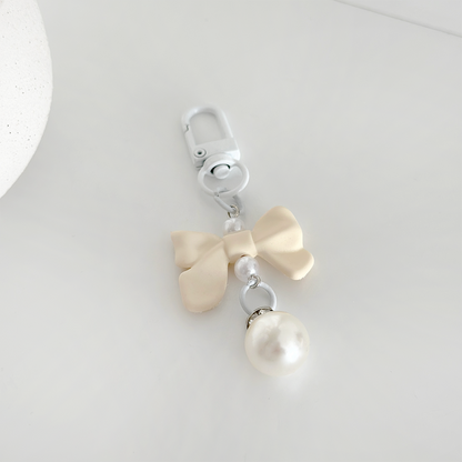 Coquette Bow Keyring - Cream