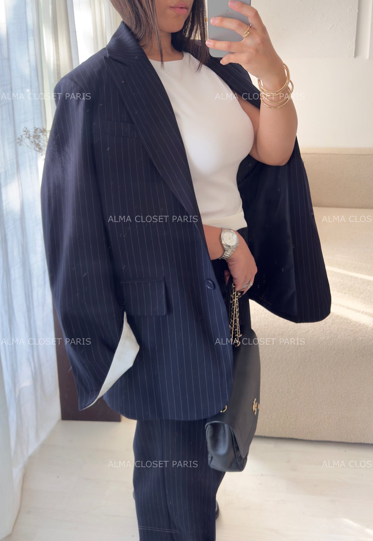 Pantalon 100 Lin P2427 Bleu Nuit