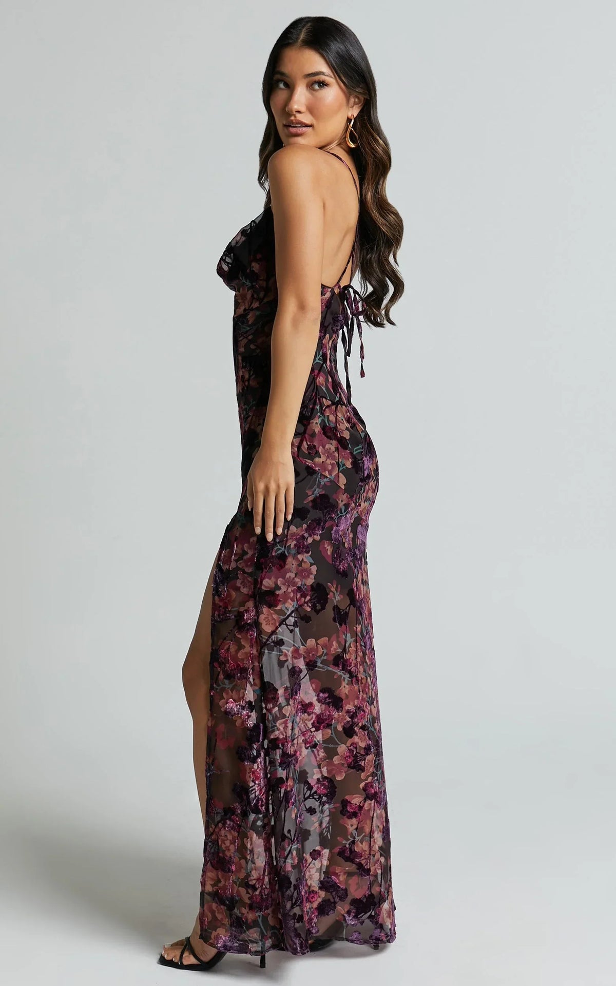 Aletta Maxi Dress - Cowl Cross Back Dress in Aletta Burn Out Floral