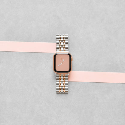Stainless Steel Apple Watch Strap - Silver & Rose Gold