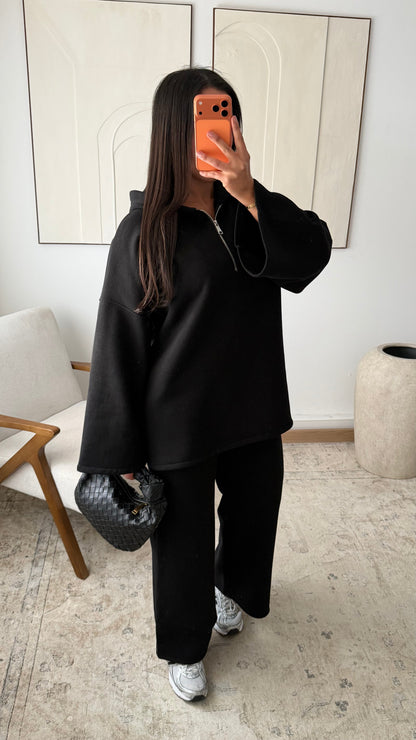 Ensemble long à zip molletonné | Noir