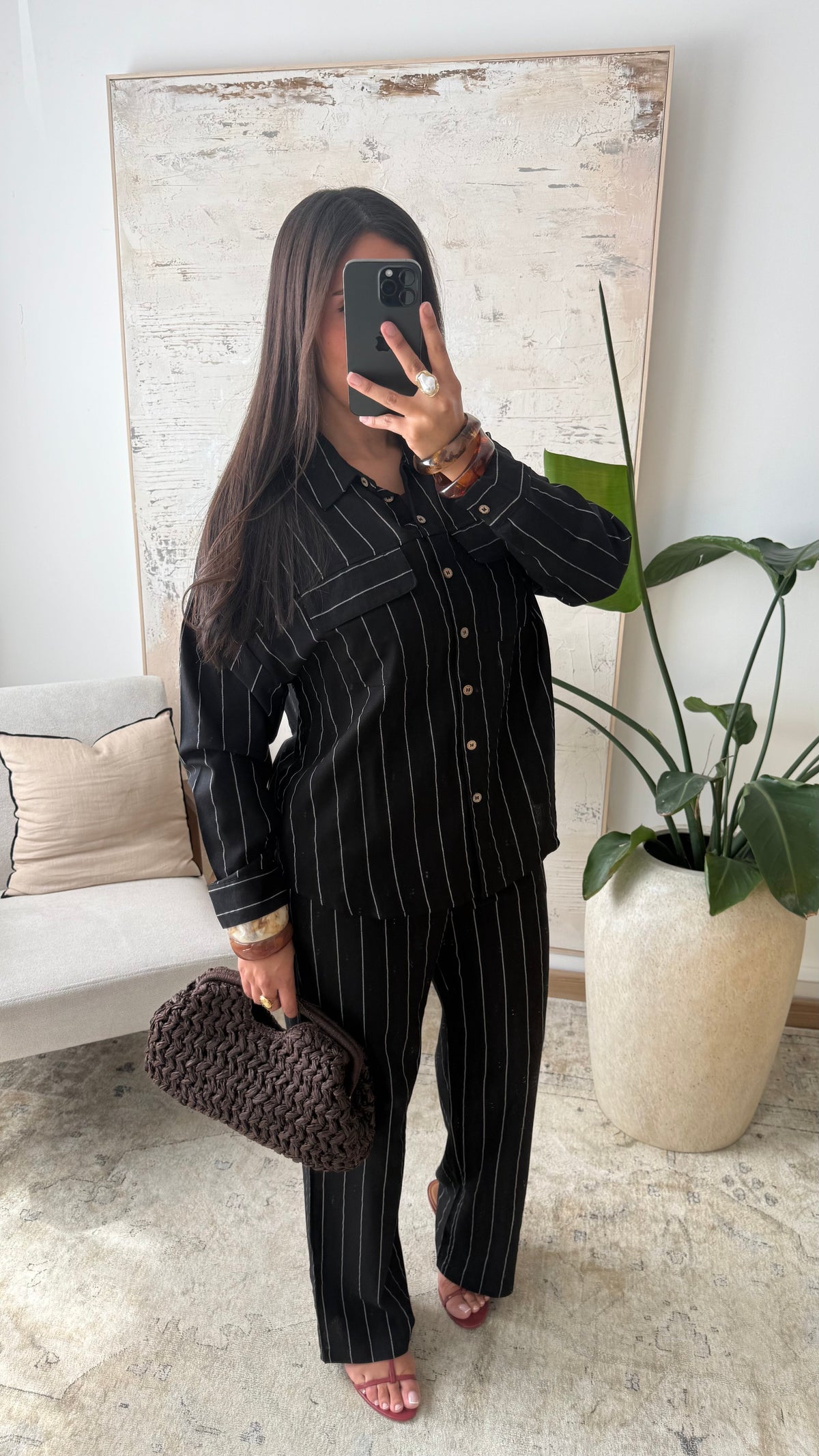 Chemise A Rayures En Lin I Noir