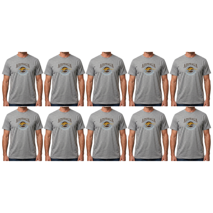 10X Adult Kangaroo Down Under Australia T Shirt Bulk Pack Grey 100 Cotton Souvenir Gift Tee Top
