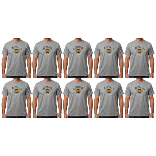 10X Adult Kangaroo Down Under Australia T Shirt Bulk Pack Grey 100 Cotton Souvenir Gift Tee Top