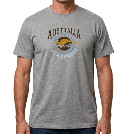 10X Adult Kangaroo Down Under Australia T Shirt Bulk Pack Grey 100 Cotton Souvenir Gift Tee Top