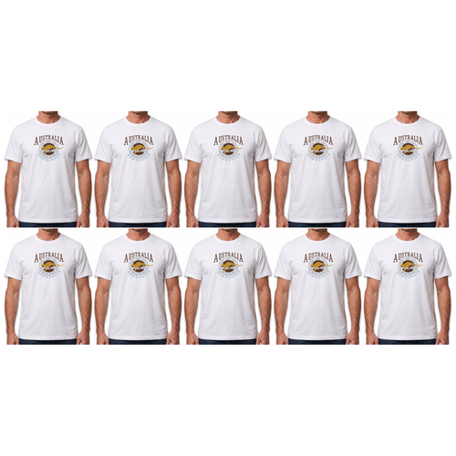 10X Adult Kangaroo Down Under Australia T Shirt Bulk Pack White 100 Cotton Souvenir Gift Tee Top