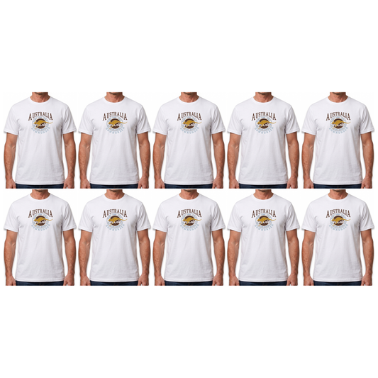 10X Adult Kangaroo Down Under Australia T Shirt Bulk Pack White 100 Cotton Souvenir Gift Tee Top