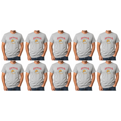10X Adult Kangaroo Emu Australia Melbourne T Shirt Bulk Pack Grey 100 Cotton Souvenir Gift Top