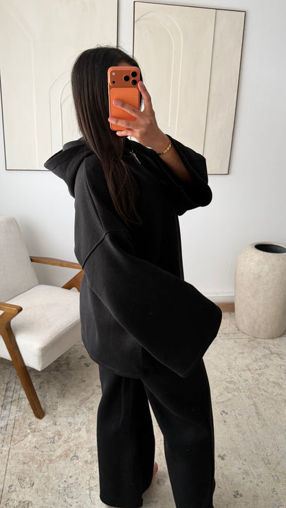 Ensemble long à zip molletonné | Noir