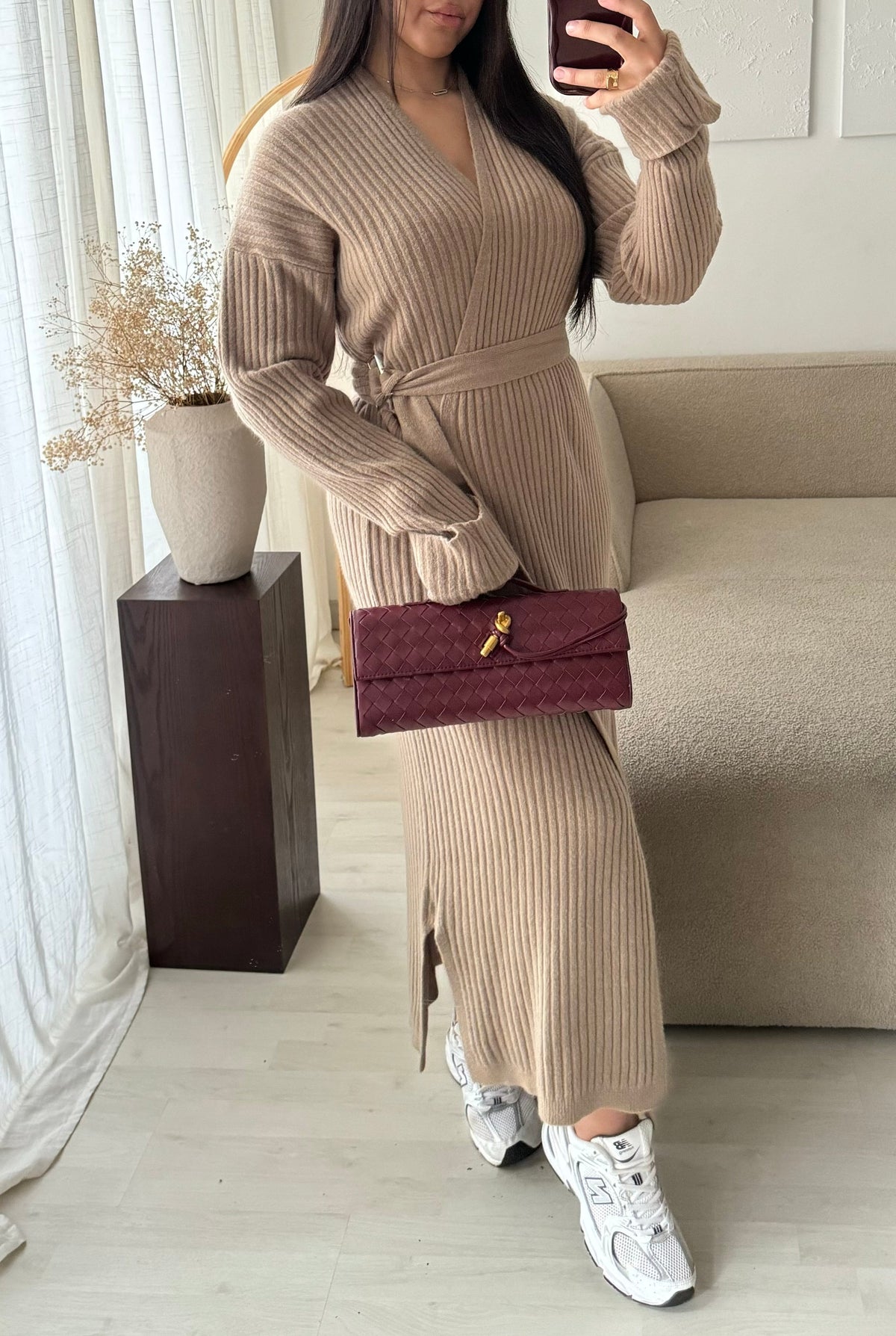 Gilet Robe Long Cache Coeur J7379 I Camel Nude