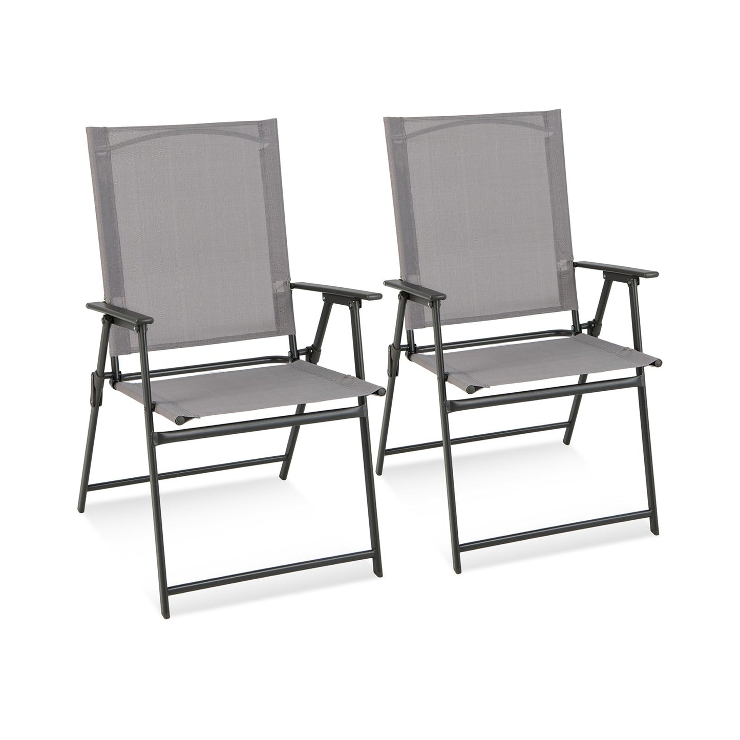 2 Pieces Patio Folding Chairs with Armrests for Deck Garden Yard