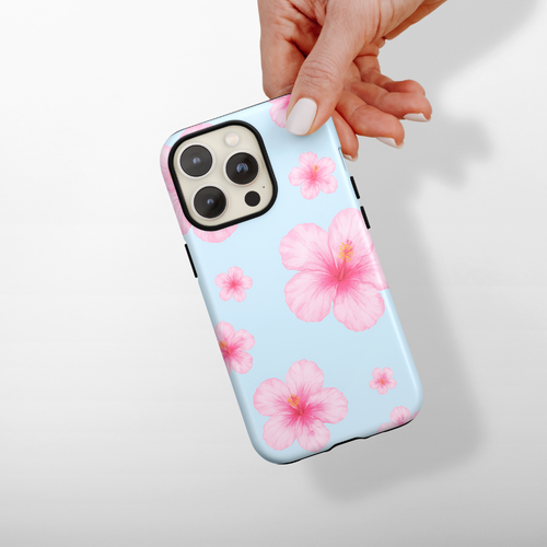 Tough MagSafe® Phone Case - Island Girl Baby Blue Hibiscus