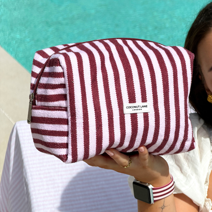 Towel Makeup Bag - Blushberry Scallop Stripes