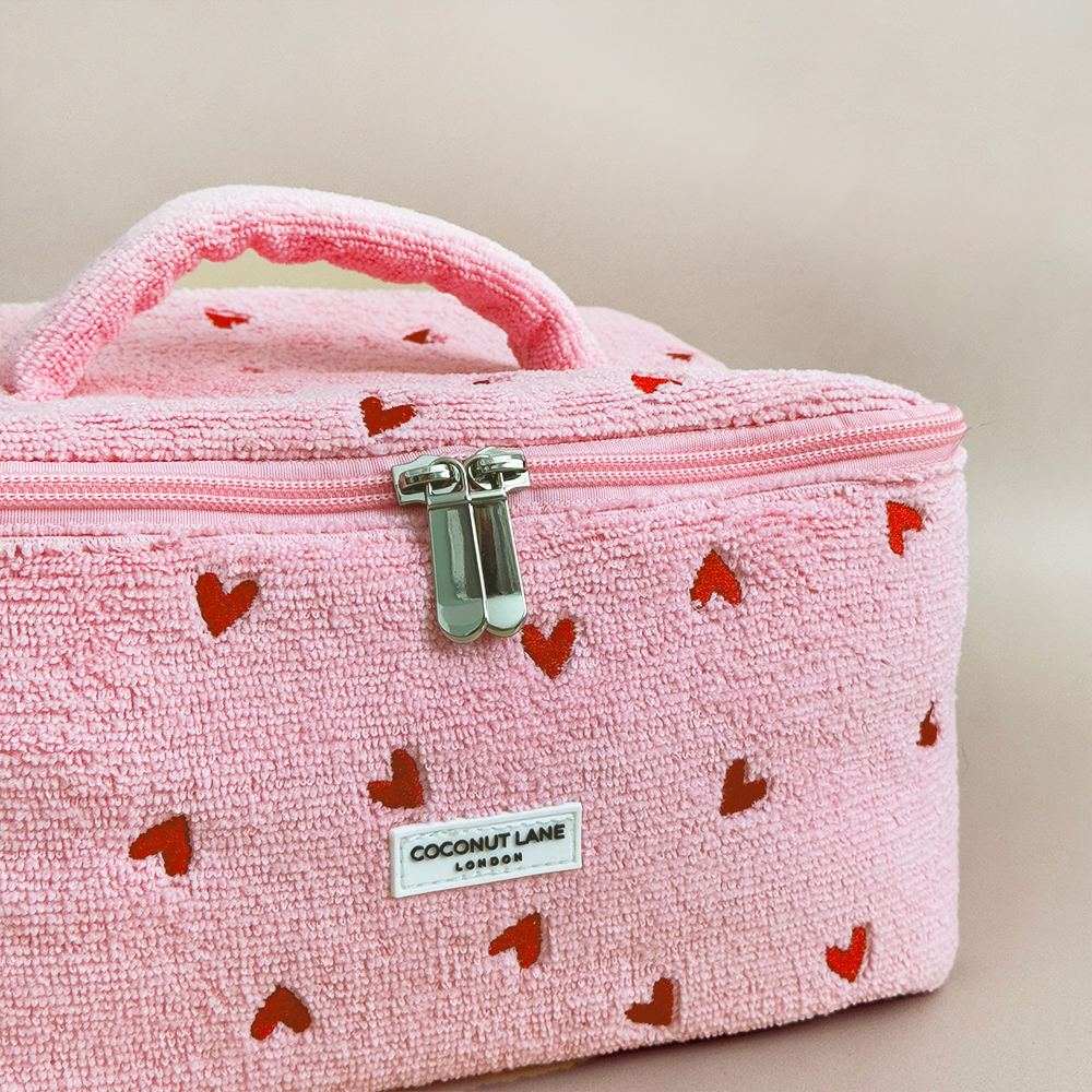 Travel Towel Vanity Case - Pink Hearts