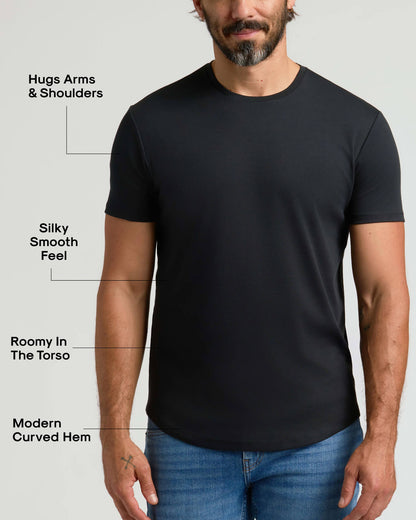 Pima Cotton Blend Curved Hem Crew 7-Pack