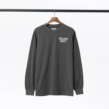 Gallery Dept T-shitrs Vintage Letter Print round Neck Long Sleeve T-shirt