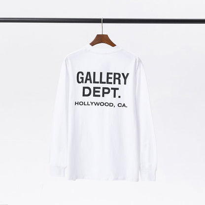 Gallery Dept T-shitrs Vintage Letter Print round Neck Long Sleeve T-shirt