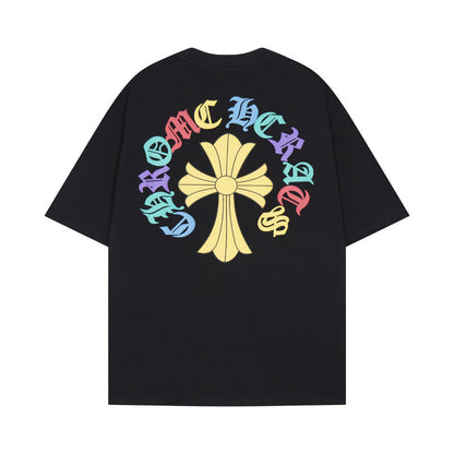 Chrome Heart T Shirts Cross Print Short Sleeve T-Shirt Loose