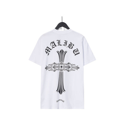 Chrome Heart T Shirts Croix Cross Leather Printed Short Sleeve T-Shirt