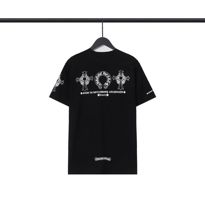 Chrome Heart T Shirts Chrome Hearts Cross Sanskrit Print Short Sleeve Crew Neck T-Shirt